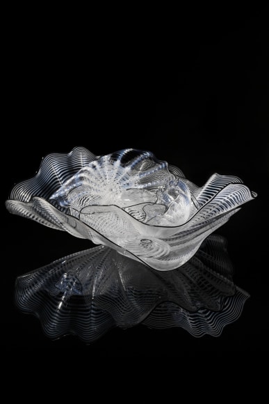 Dale Chihuly, Radiant White Persian Set with Ebony Lip Wraps