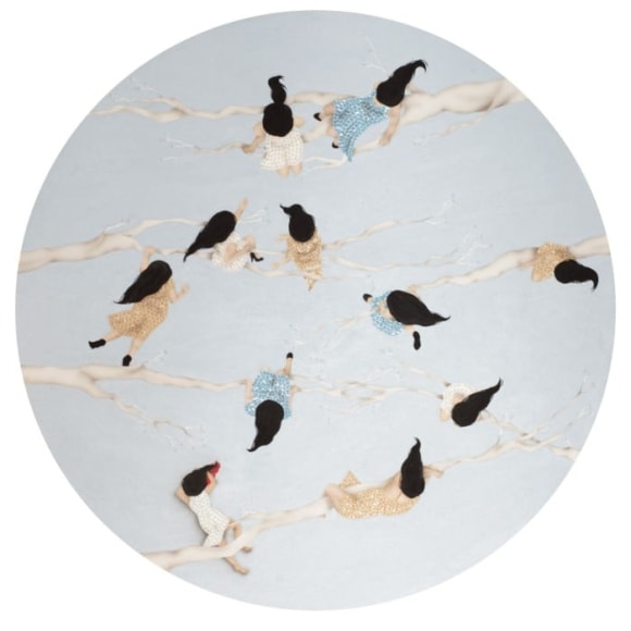 Big Blue Circle, 2012, Acrylic based mixed media and embroidery with sequins on canvas