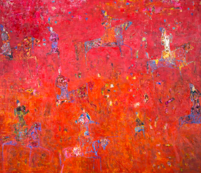 Reza Derakshani, BLUE HUNT RED, 2024