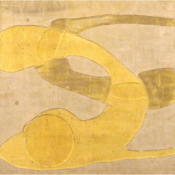 Untitled Moon Gold and Yellow Gold (Chanel), 2012, Gold leaf, moon gold leaf, resin, on wood panel