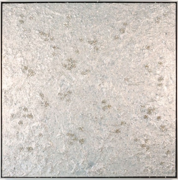 Gates of Narcissus: Reflection XIII, 2013, Acrylic on linen, metal leaf, cast metal, leather in artist&#039;s frame