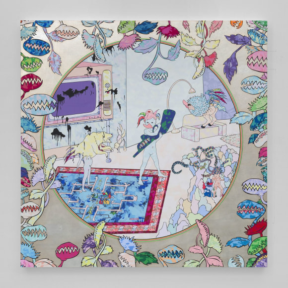 Out of Realm, 2017&nbsp;, Acrylic and silver leaf on canvas&nbsp;