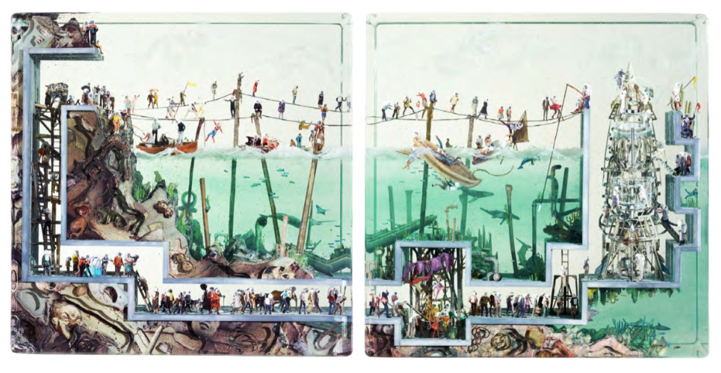 Dustin Yellin Astronauts Building a Rocket Under the Sea, 2017