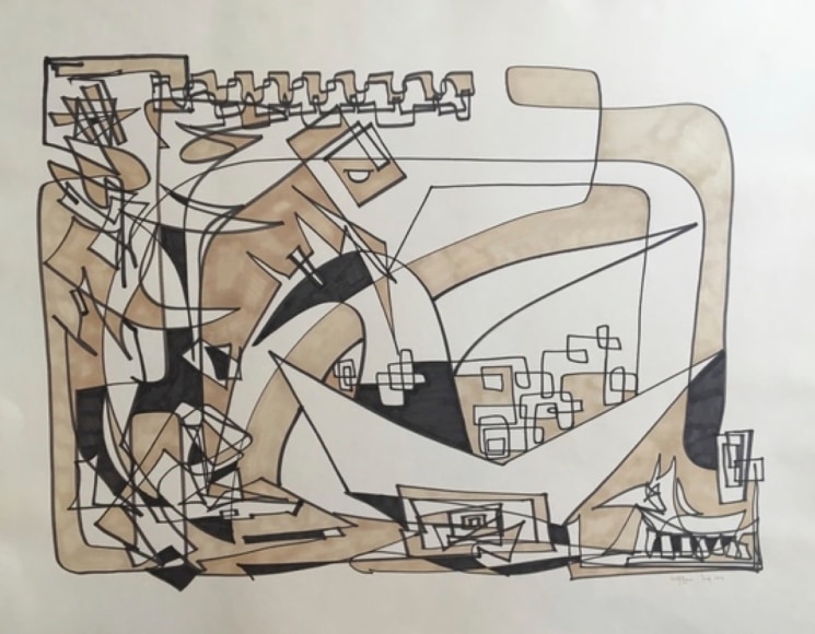 Egyptian Wedding, 1972, Felt pen on paper