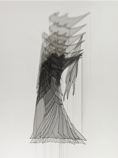 Afruz Amighi, Headdress for an Empress, 2017 46&quot;h x 28&quot;w x 14&rdquo;d (117 x 71 x 36 cm) Steel, fiberglass mesh, chain, light&nbsp;