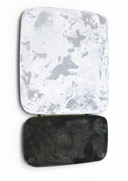 Some Kinda White&nbsp;Over Some Kinda &nbsp;Black, 2019, Steel Canvas, patina, matte clear finish