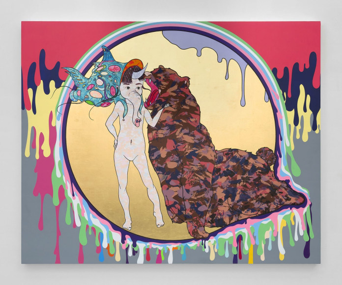 Avoid the Incident, 2018, Acrylic and gold leaf on cavas&nbsp;