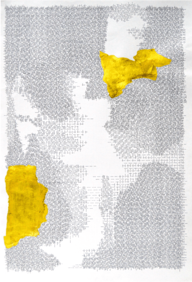 You Feel a River Moving in You (Rumi), 2019, Pen &amp;amp; Gold on Paper