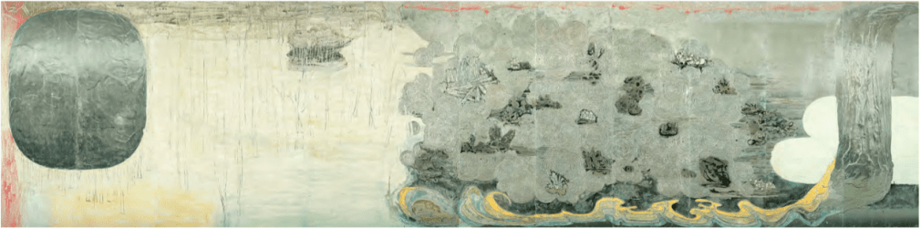 Rock Garden Room, 2004, Silver leaf, mother of pearl inlay, pigment, gesso, lacquer, on twelve wood panels