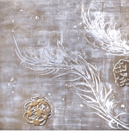 Botanical Study for Chanel, 2012, Moon gold leaf, mother of pearl inlay, gesso, on wood panel