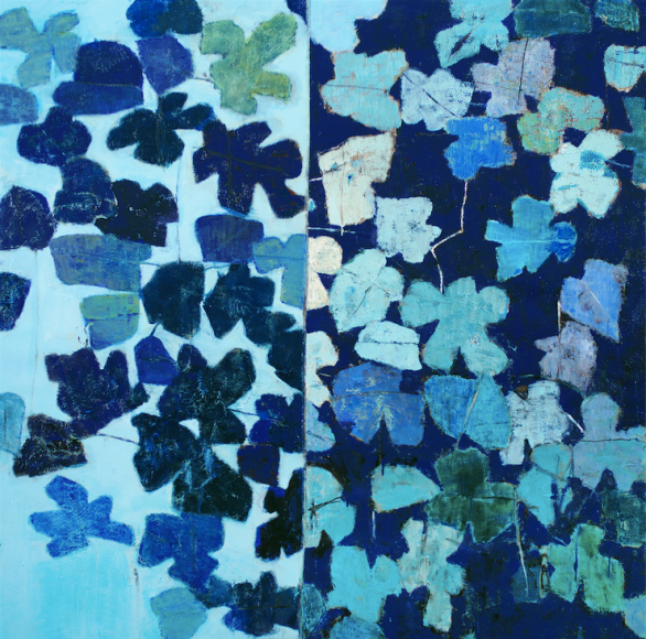 Every&nbsp;Blue&nbsp;Day and&nbsp;Night,&nbsp;Oil and tar on&nbsp;canvas,&nbsp;178 x 178 cm.