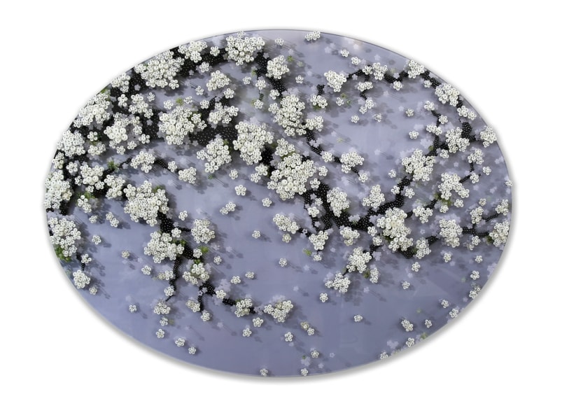 After Ago_PWL, 2021, Buttons, beads, pins on DIASEC