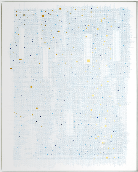 Spiritual Journey II, 2020, Pen &amp;amp; Gold Leaf on Canvas