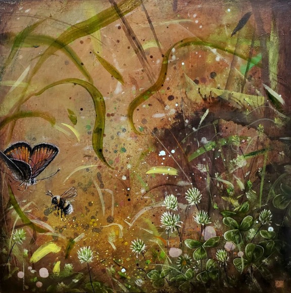 &quot;my clover patch is life to us...&quot;&nbsp;, Oil on marble plaster linen on panel