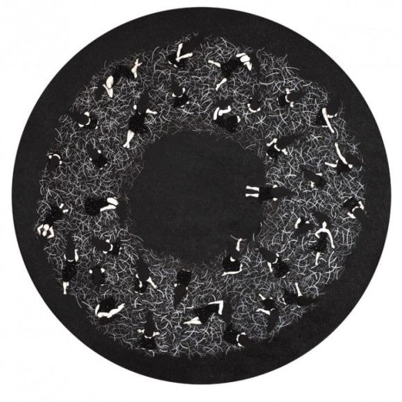 Nest, 2013, Acrylic based mixed media and embroidery with sequins on canvas