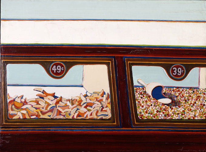 Wayne Thiebaud Candy Counter 1963 oil on canvas mounted on panel 28 x 38 inches
