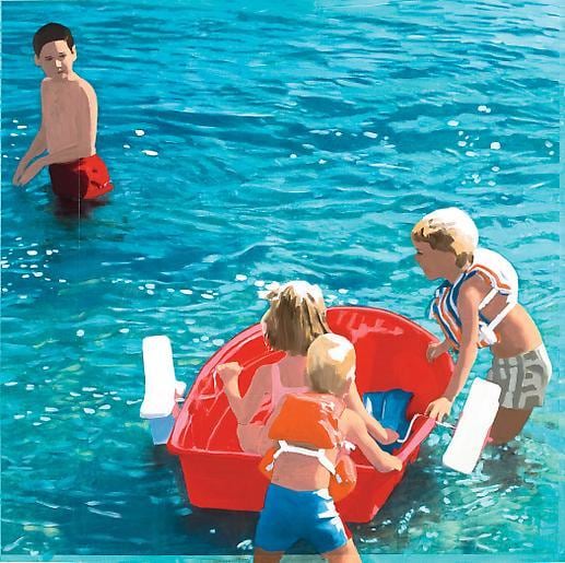 Red Boat Beach, Striped Vest (Blue)