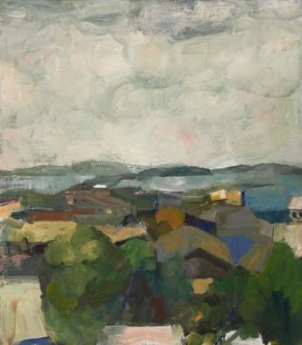 Elmer Bischoff Rooftops and Bay