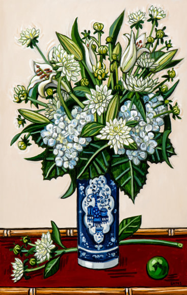 David Bates Dahlias and Hydrangea, 2017