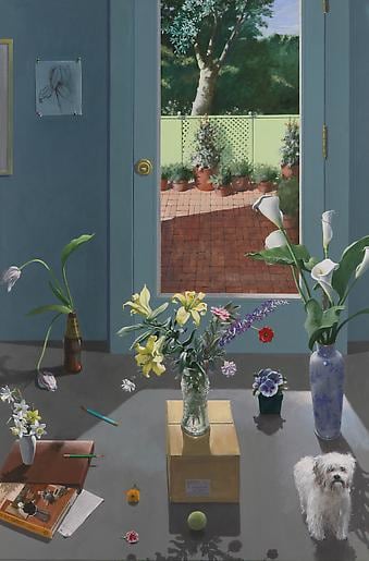 Still Life with Art Book and Garden View