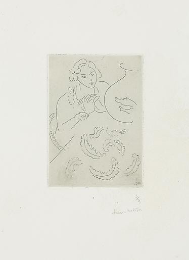 Figure Mains jointes et Nappe à Décor persan (D. 183) 1929,