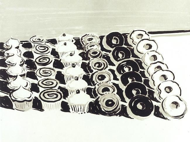 Wayne Thiebaud Dark Cupcakes and Donuts