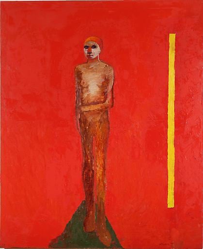 Nathan Oliveira Figure with Yellow Bar
