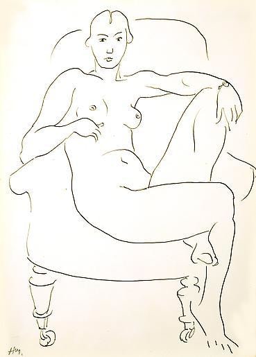 Femme nue assise dans un fauteuil ,