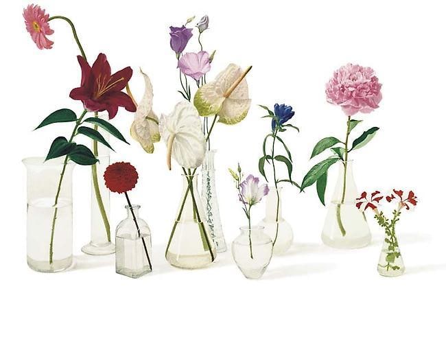 Donald Campbell Still Life with Red and White Petunias