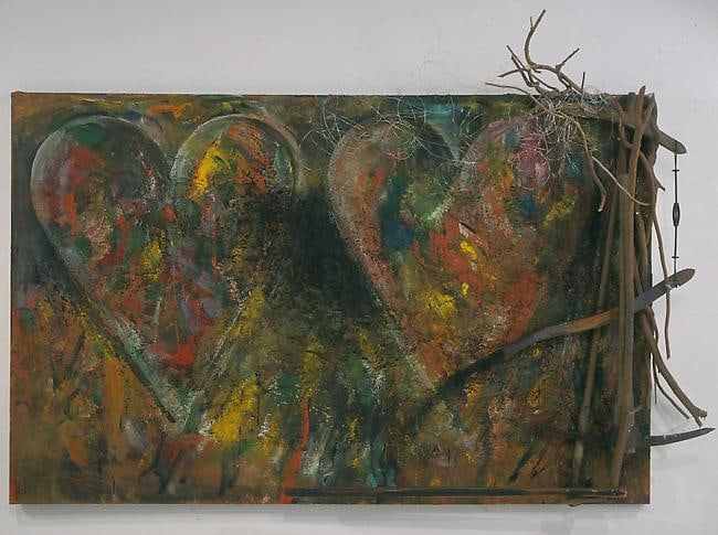 Coronation 2002 oil, bondo and found objects on canvas