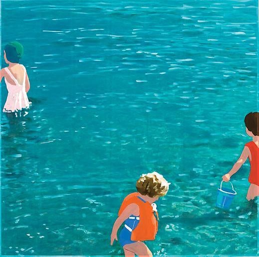 Three Girls with Bucket (Blue)
