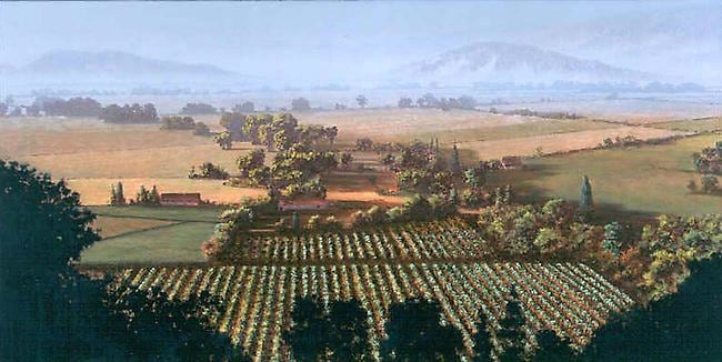 Stephen Hannock Napa Vineyard at Dawn: Leaving the Fogm 2001