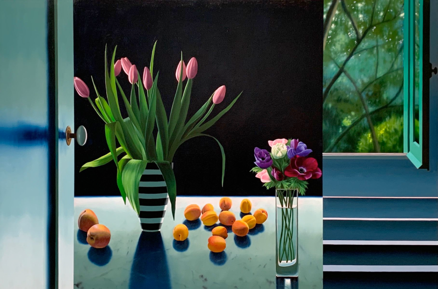 Bruce Cohen, Untitled, Interior with Tulips, Apricots and Anemones, 2022