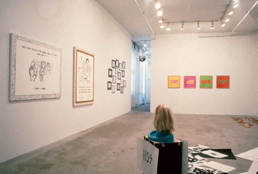 Installation view: "Karen Kilimnik, Sue Williams, Gavin Brown," 303 Gallery, 1990