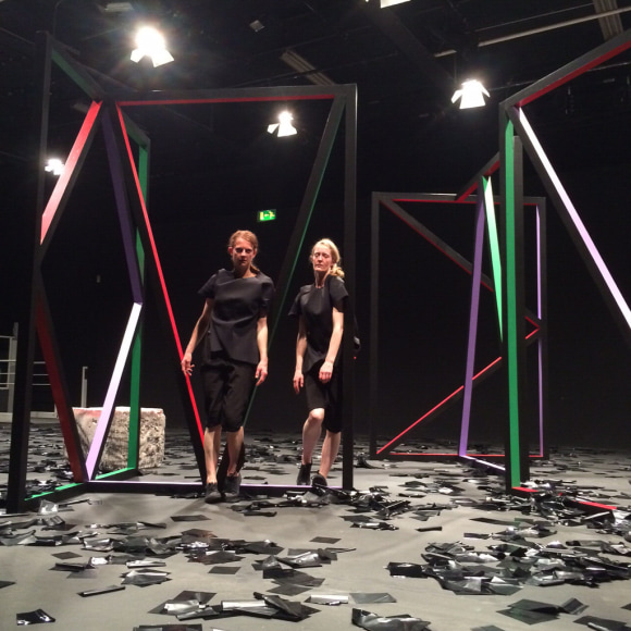 Eva Rothschild & Joe Moran, Installation view: fig-2. 23/50, ICA Studio, Institute of Contemporary Arts, London, 2015