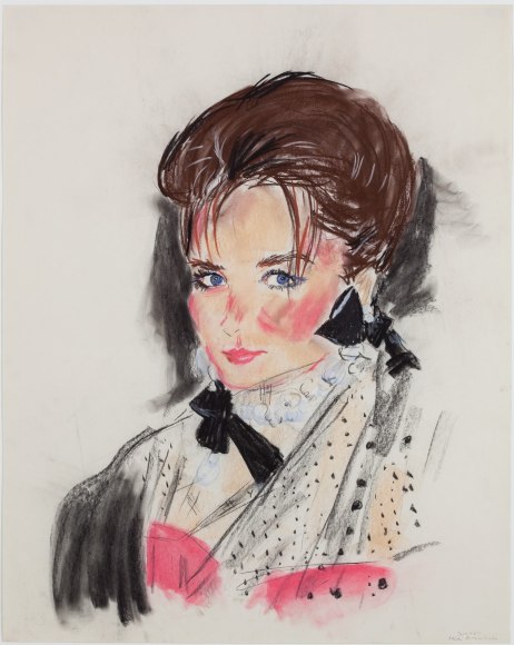 Karen Kilimnik, Princess Caroline wearing her black velvet bow earrings, christian dior?, 1987