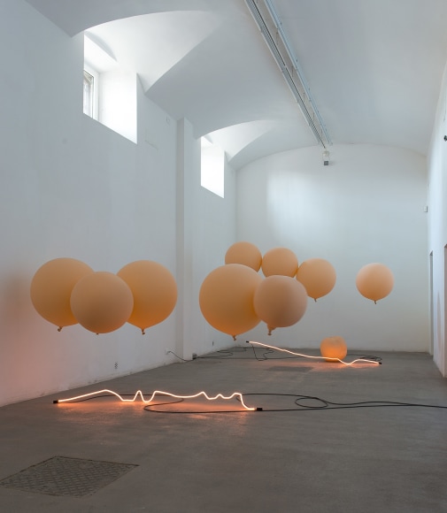 Sam Falls, Exhibition view: Fondazione Giulinai, Rome, 2015. Photo: Giorgio Benni