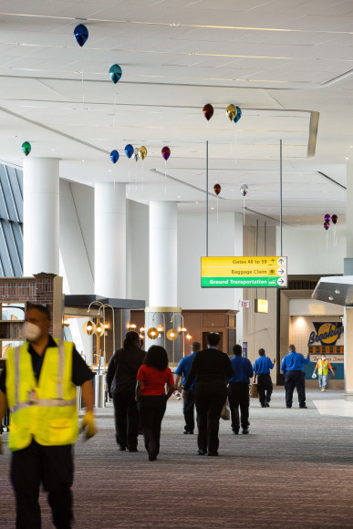 Installation View: Jeppe Hein, All Your Wishes, LaGuardia Airport’s Terminal B, 2020, Commissioned by LaGuardia Gateway Partners in partnership with Public Art Fund for LaGuardia Airport’s Terminal B