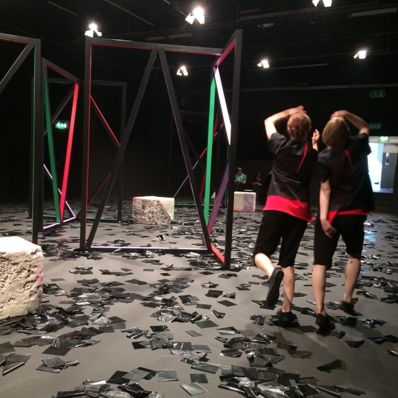 Eva Rothschild & Joe Moran, Installation view: fig-2. 23/50, ICA Studio, Institute of Contemporary Arts, London, 2015