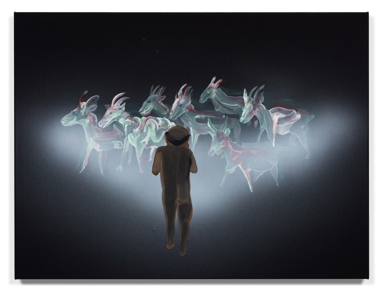 Tala Madani, Front projection (Horned), 2016