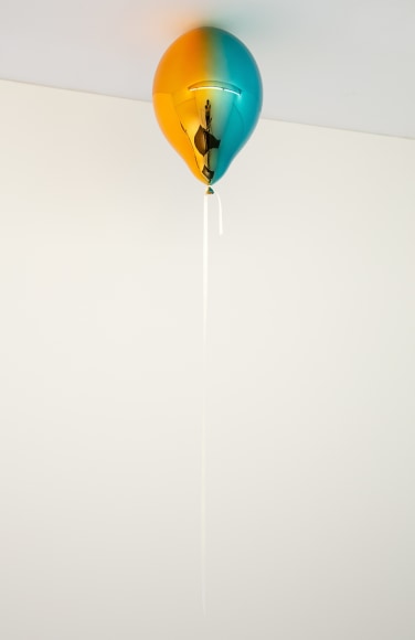 Jeppe Hein, Medium Orange and Dark Turquoise Mirror Balloon (vertical)