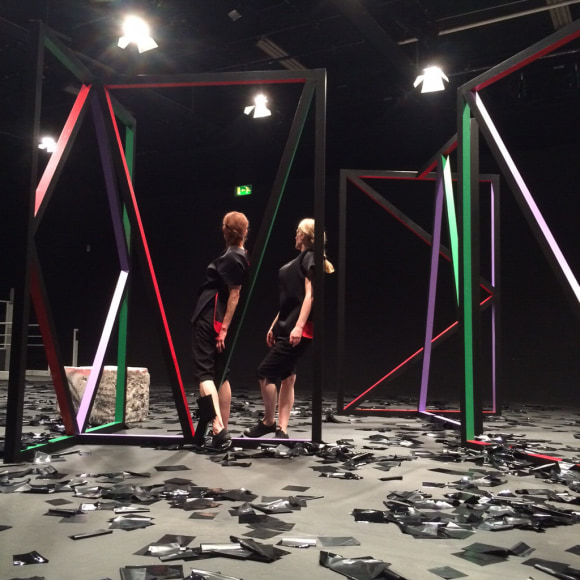 Eva Rothschild & Joe Moran, Installation view: fig-2. 23/50, ICA Studio, Institute of Contemporary Arts, London, 2015