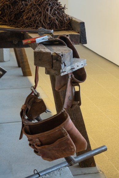 Installation view of Mike Nelson, tools that see (the possessions of a thief), 1986 - 2005, 2016 - ongoing., Various materials. Photo: Matt Greenwood. Courtesy the artist and the Hayward Gallery.