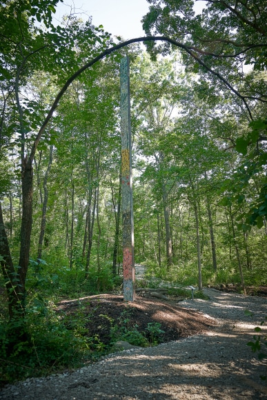 Installation view: Sam Falls, 2019,&nbsp;Laumeier Sculpture Park,&nbsp;St. Louis, MO, courtesy&nbsp;Laumeier Sculpture Park
