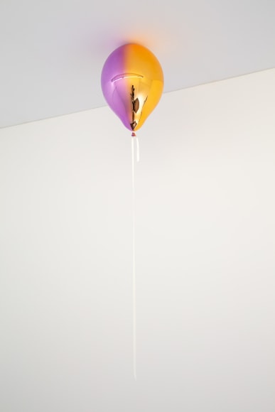 Jeppe Hein, Medium Purple and Light Orange Mirror Balloon (vertical)