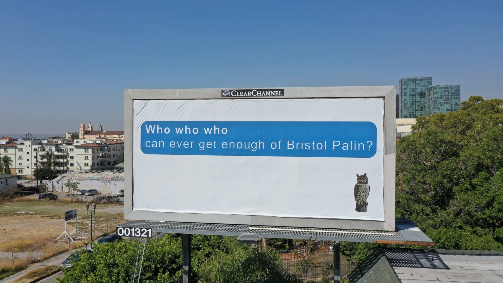 Larry Johnson, Bristol, 2020. Billboard at Hoover St. and W. Seventh St., Los Angeles 90005 (facing east). 144 × 288 in. (365.8 × 731.5 cm). Courtesy of the artist, David Kordansky Gallery, Los Angeles, and 303 Gallery, New York. Installation view, co-produced by The Billboard Creative for Made in L.A. 2020: a version. Photo: Joshua White / JWPictures.com