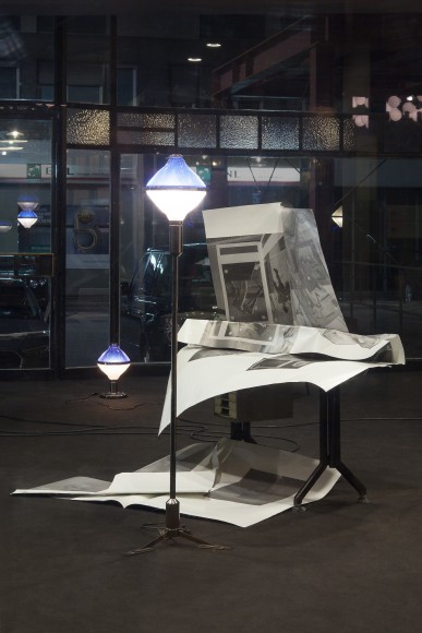 Nick Mauss, Installation view: Illuminated Window, La Triennale di Milano, 2017, Torre Velasca