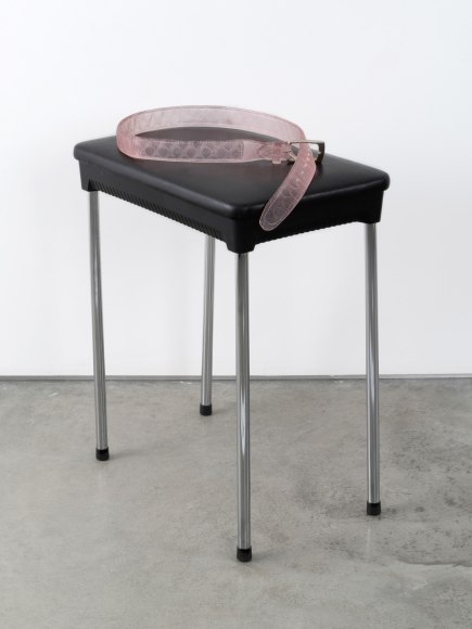 Valentin Carron, Belt on piano stool, 2014