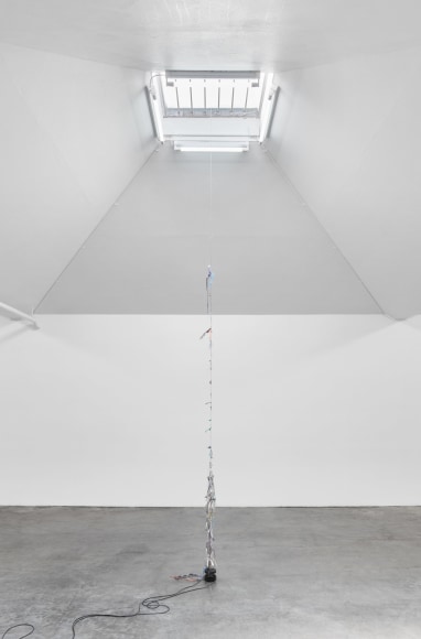 Installation view, Nina Canell, Future Mechanism Rag Plus Two Grams, Simian, Cophenhagen, 2024. Photo: GRAYSC / Simian