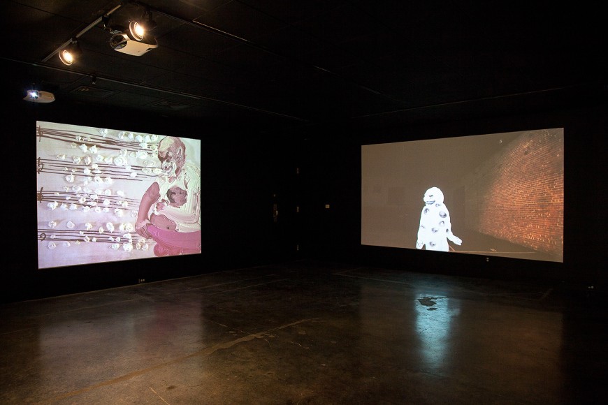 Installation view: Catherine Doctorow Prize for Contemporary Painting: Tala Madani, Utah Museum of Contemporary Art, 2013